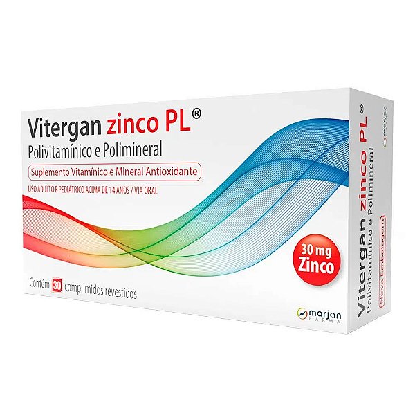 Suplemento Alimentar Vitergan Zinco PL 30 Comprimidos Revestidos