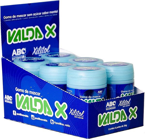 Goma De Mascar Valda X Display Com 6 Potes De 36g Cada
