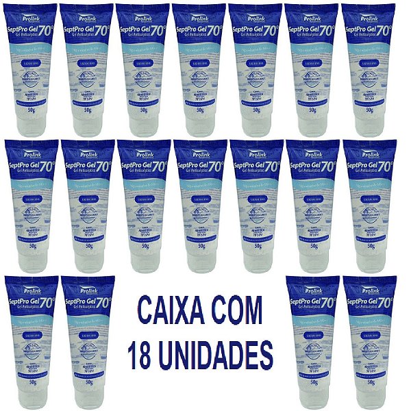SeptPro Gel 70% Gel Antisséptico Caixa Com 18 Unidades De 50g Cada
