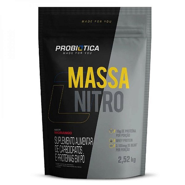 Suplemento Em Pó Massa Nitro Probiótica Morango Refil 2,52Kg