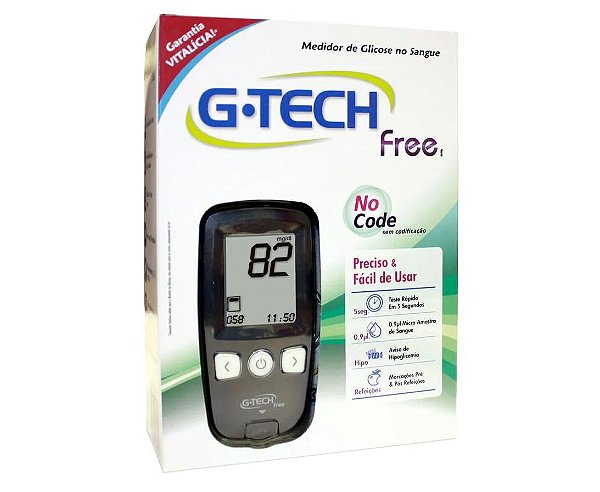 Kit Medidor De Glicose G-Tech Free1 No Code