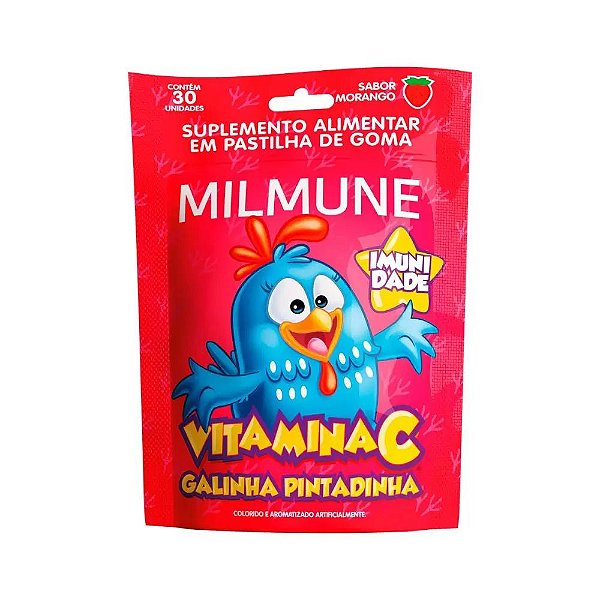 Pastilha De Goma Ecofitus Milmune Kids Galinha Pintadinha Vitamina C Sabor Morango 30 Gomas