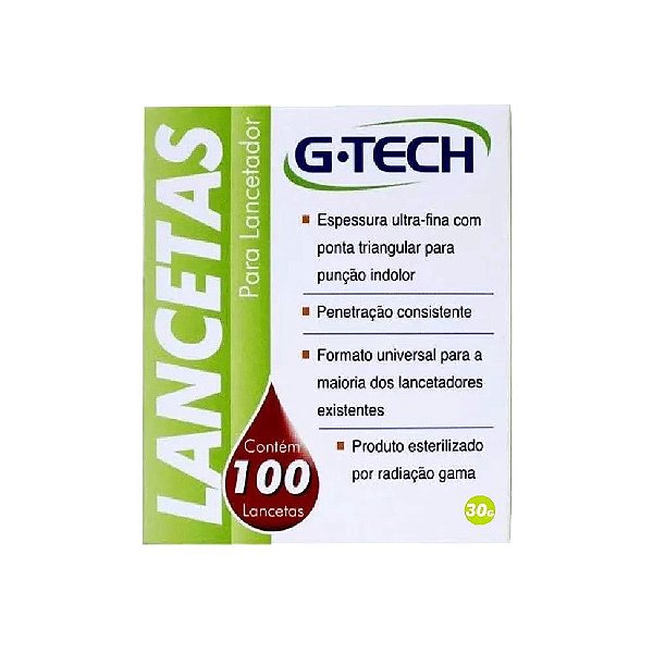 Lancetas Para Lancetador G-Tech 30G Formato Universal 100 Unidades