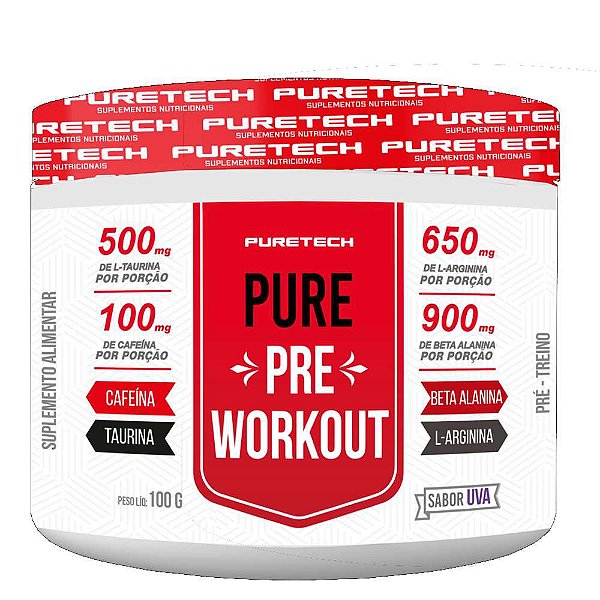 Suplemento Alimentar Em Pó Puretech Pure Pre Workout Sabor Uva 100g