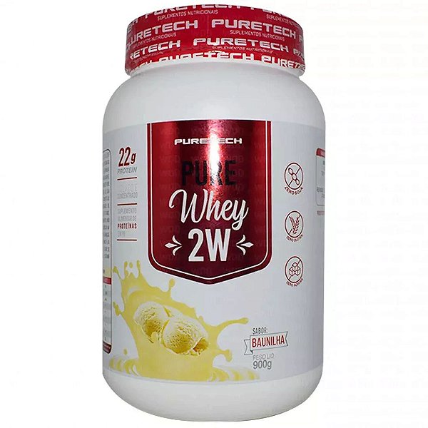 Suplemento Alimentar Em Pó Puretech Pure Whey 2W Sabor Baunilha Pote 900g