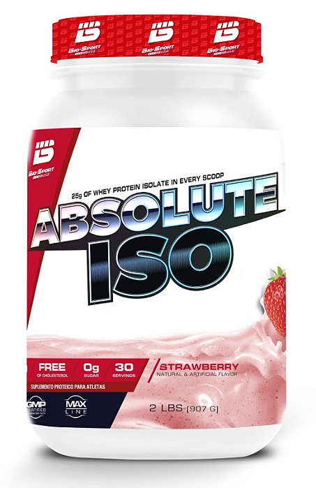 Suplemento Alimentar Em Pó Bio Sports Absolute Iso Sabor Morango Pote 907g