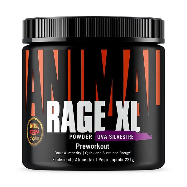 Pré-Treino Universal Animal Rage XL Powder Uva Silvestre 221g