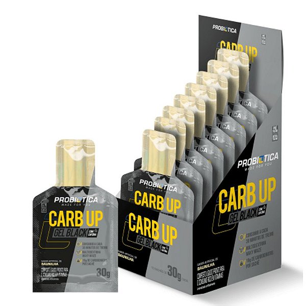 Carb Up Gel Black Probiótica Baunilha Com 10 Sachês De 30g