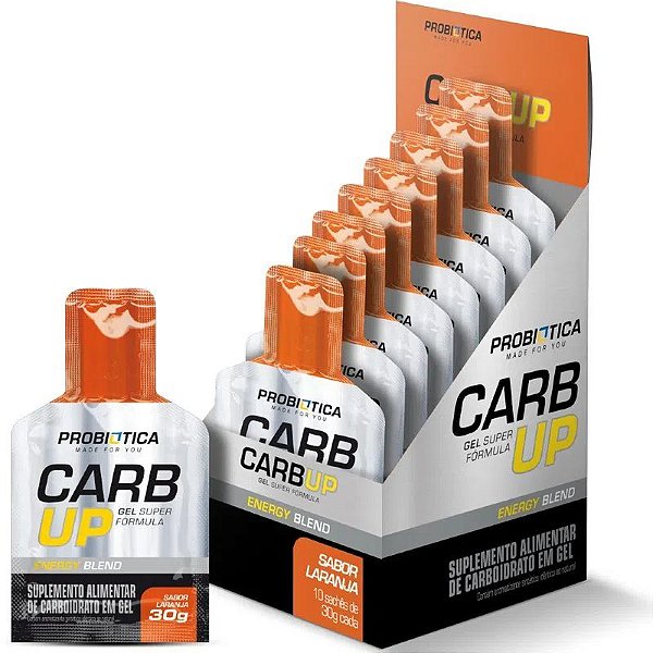 Carb Up Gel Super Fórmula Probiótica Laranja 10 Sachês De 30g