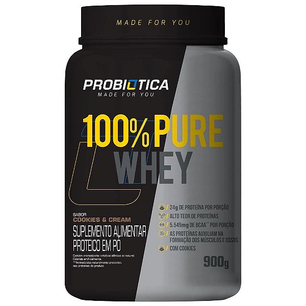 Suplemento Probiótica 100% Pure Whey Cokies & Cream Pote 900g