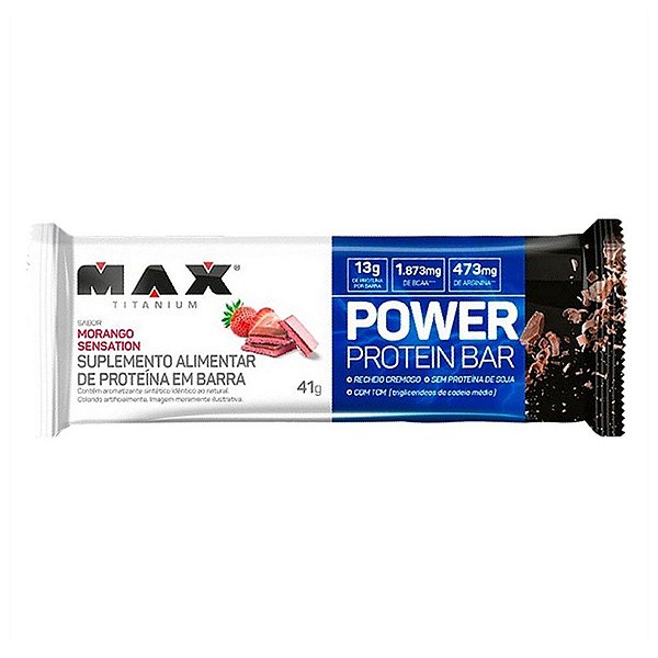 Barra Power Protein Bar Max Titanium Morango Sensation 41g