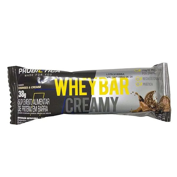 Whey Bar Creamy Probiótica Sabor Cookies & Cream 38g