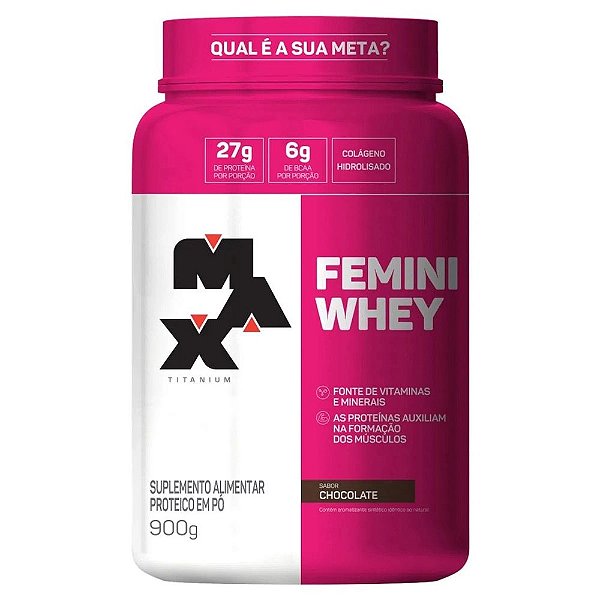 Suplemento Max Titanium Femini Whey Sabor Chocolate Pote 900g