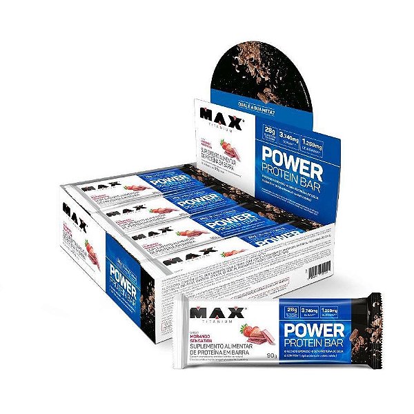 Barra Power Protein Bar Morango Sensation 8 Unidades De 90g