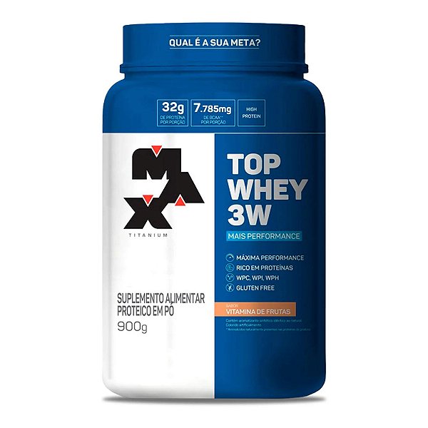 Max Titanium Top Whey 3W Mais Performance Vitamina De Frutas Pote 900g