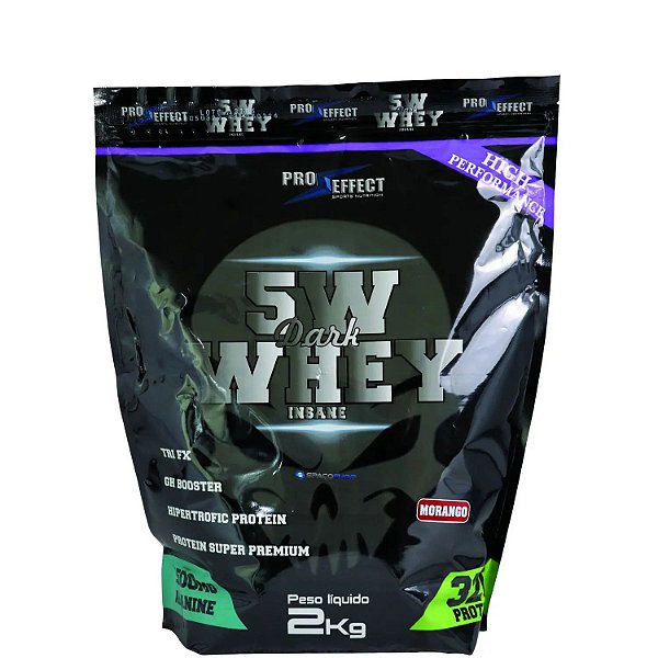 Suplemento Whey Protein 5w Dark Insane Morango Refil 2kg