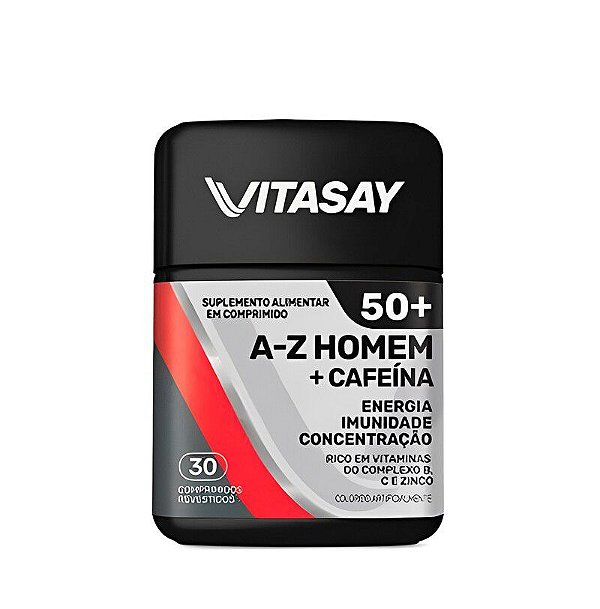 Suplemento Vitasay 50+ A-Z Homem + Cafeína 30 Comprimidos Revestidos