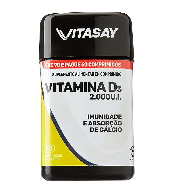Suplemento Vitasay Vitamina D3 2000UI 90 Comprimidos Revestidos