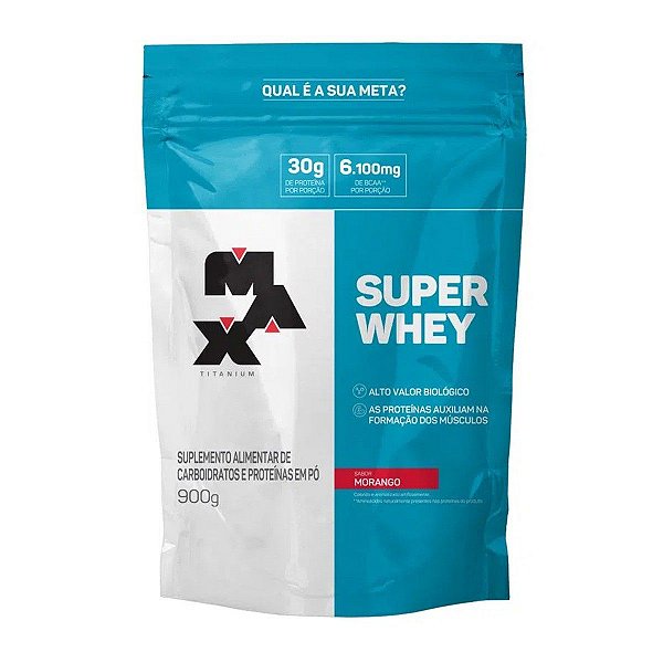 Suplemento Em Pó Max Titanium Super Whey Morango Refil 900g
