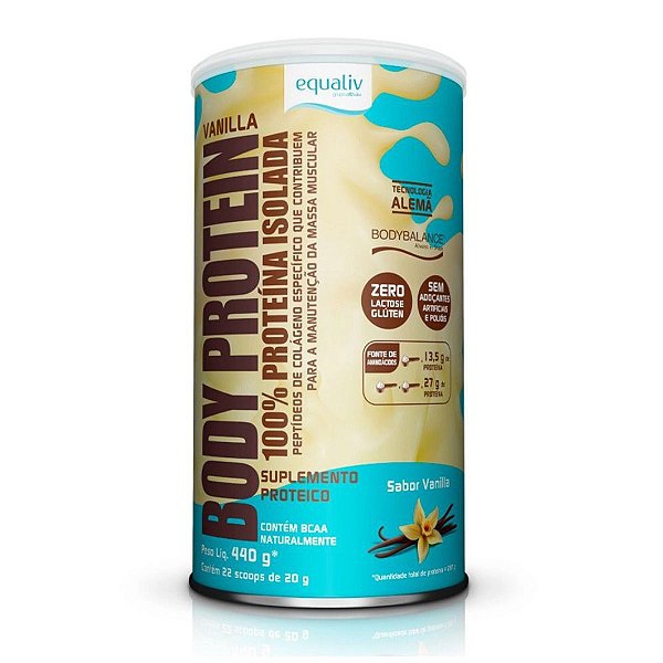 Suplemento Alimentar Em Pó Equaliv Body Protein Sabor Vanilla Lata 440g