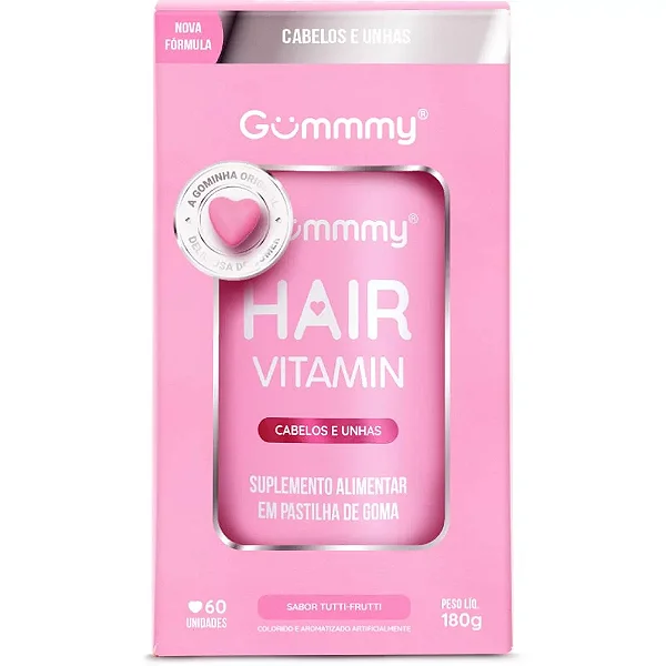 Suplemento Gummy Hair Vitamin Cabelos E Unhas Sabor Tutti-Frutti 60 Pastilhas De Goma