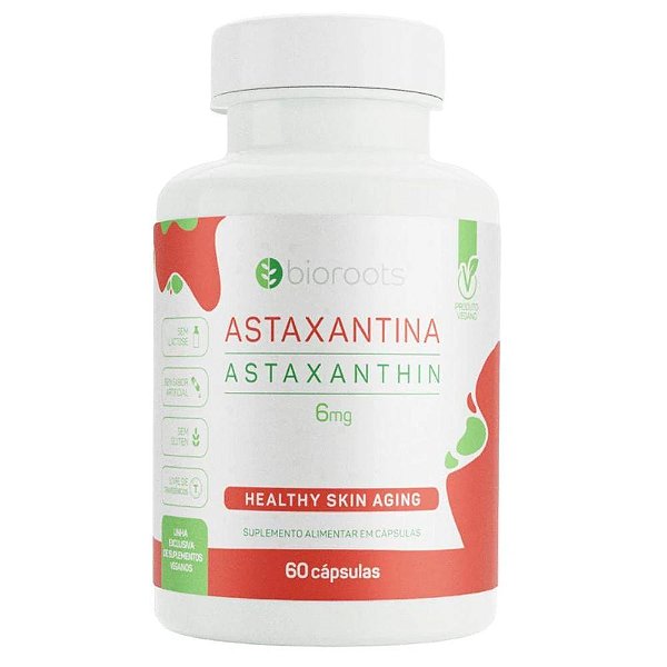 Suplemento Alimentar Astaxantina 6mg Bioroots 60 Cápsulas