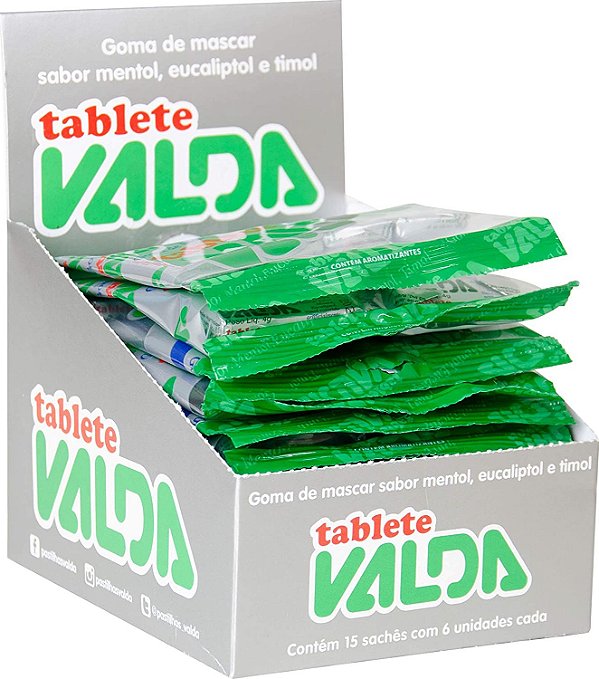 Tablete Valda Display De 15 Sachês De 24g Com 6 Gomas Cada