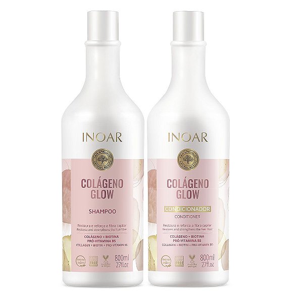 Kit Inoar Colágeno Glow Shampoo 800ml + Condicionador 800ml