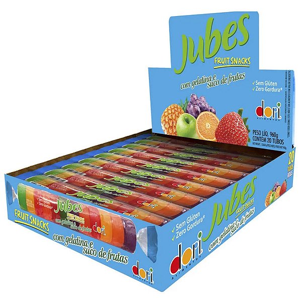 Bala De Goma Dori Jubes Fruit Snacks Tropical 20 Tubos De 48g