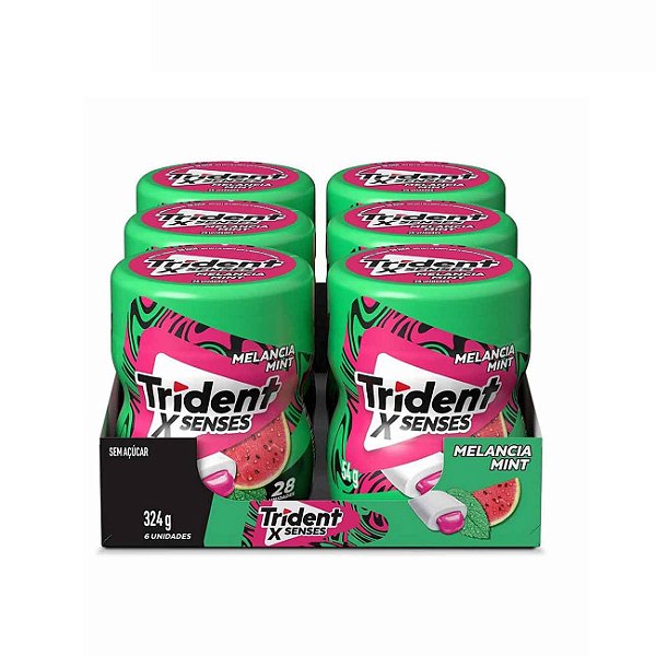 Goma De Mascar Trident XSenses Melancia Mint Com 6 Potes De 54g