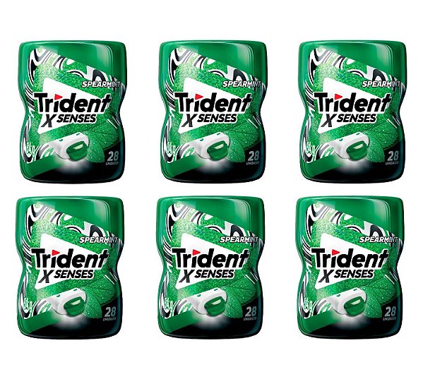 Goma De Mascar Trident XSenses Spearmint Com 6 Potes De 54g