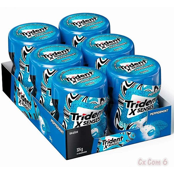 Goma De Mascar Trident XSenses Peppermint Caixa 6 Potes De 54g