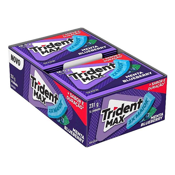Goma De Mascar Trident Max Sabor Menta Blueberry Display Com 14 Unidades De 16,5g Cada