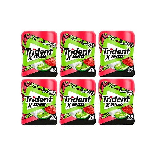 Goma De Mascar Trident XSenses Morango Lime Com 6 Potes De 54g