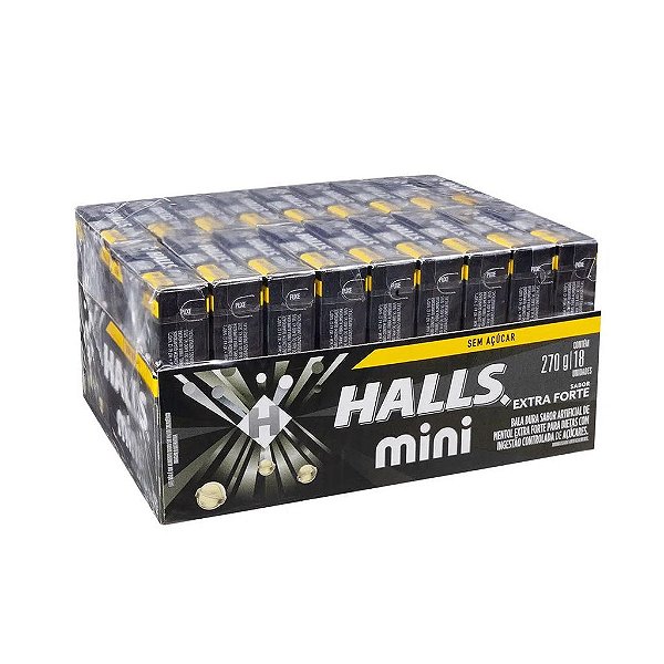 Bala Halls Mini Sabor Extra Forte Display Com 18 Unidades De 15g
