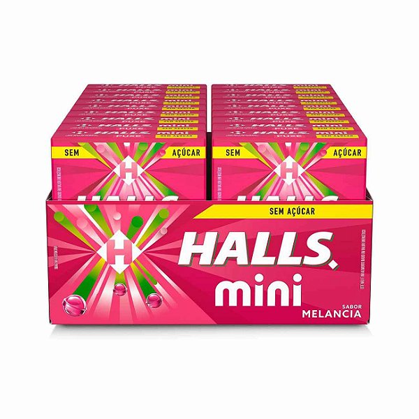 Bala Halls Mini Sabor Melancia Display Com 18 Unidades De 15g