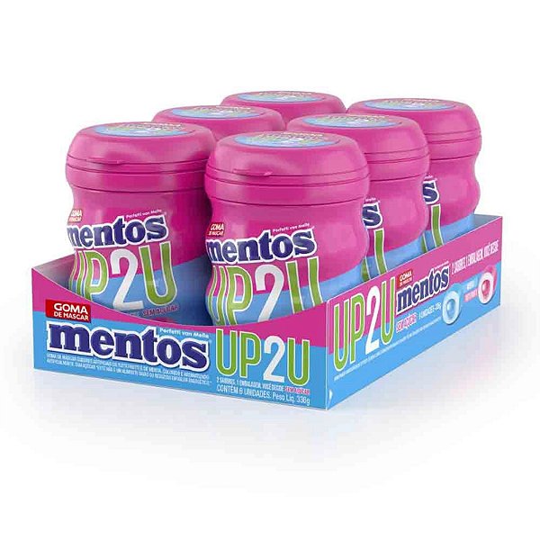 Chiclete Mentos UP2U Sabor Tutti-Frutti Display Com 6 Unidades De 56g Cada