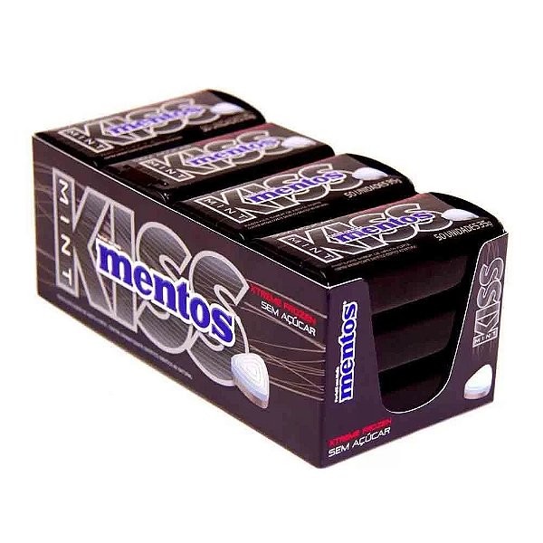 Pastilha Mentos Kiss Mint Sabor Menta Forte Display Com 12 Unidades De 35g Cada