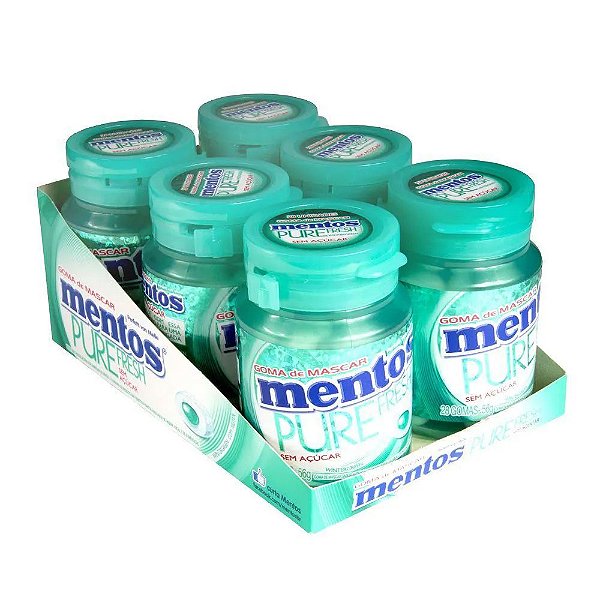 Goma De Mascar Mentos Pure Fresh Sabor Wintergreen Display Com 6 Potes De 56g Cada