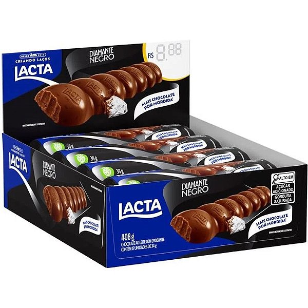 Chocolate Lacta Diamante Negro Display Com 12 Unidades De 34g