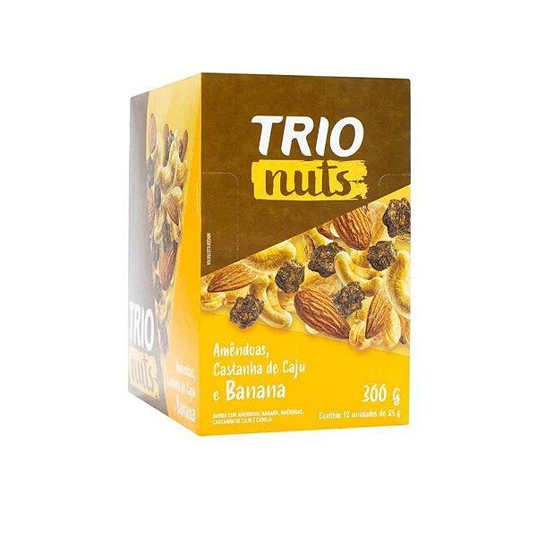 Barra De Cereais Trío Nuts Sabor Amêndoas, Castanha De Caju E Banana Display Com 12 Unidades De 25g