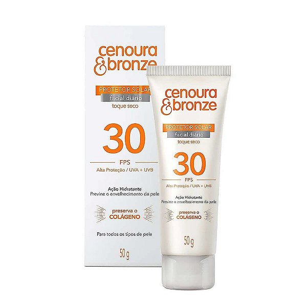 Protetor Solar Facial Cenoura & Bronze FPS30 Toque Seco 50g
