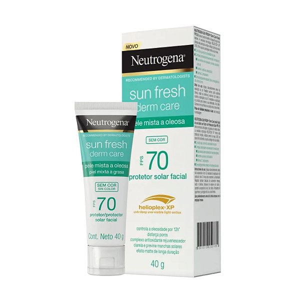 Protetor Solar Facial Neutrogena Sun Fresh Derm Care Pele Mista a Oleosa FPS70 Sem Cor 40g