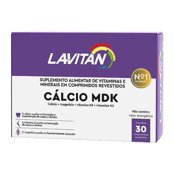 Suplemento Vitamínico Lavitan Cálcio MDK 30 Comprimidos Revestidos