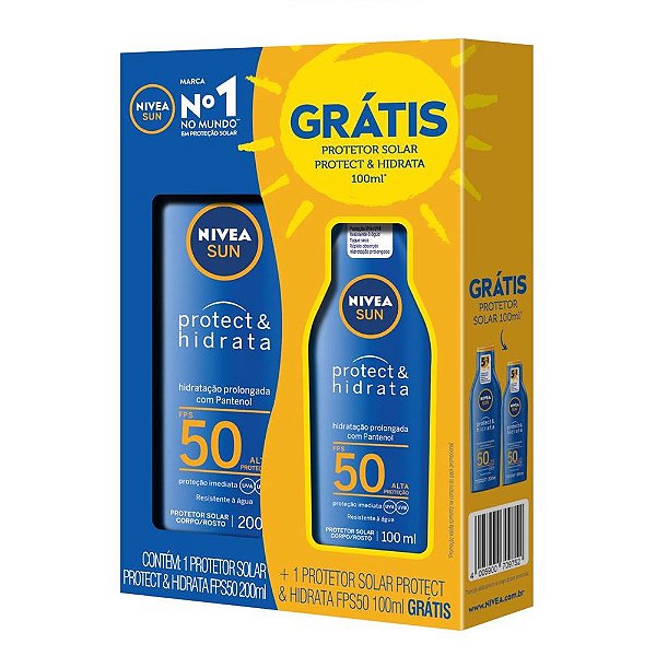 Kit Protetor Solar Corporal e Facial Nivea Sun Protect & Hidrata FPS50 200ml + FPS50 100ml