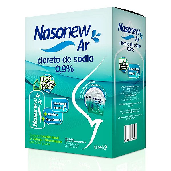 Lavador Nasal Nasonew Ar Com 30 Envelopes De 2,160g Cada+1 Frasco De 240ml