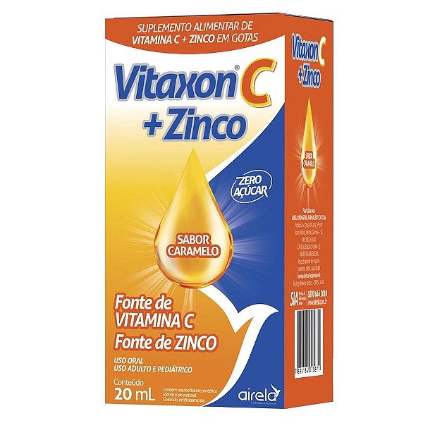 Suplemento Alimentar Em Gotas Airela Vitaxon C + Zinco Sabor Caramelo 20ml