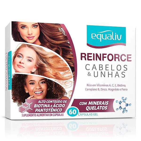 Suplemento Alimentar Equaliv Reinforce Cabelos e Unhas 60 Cápsulas Gel