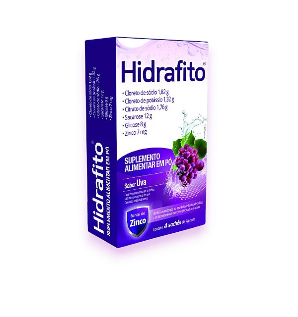 Suplemento Alimentar Em Pó Hidrafito Sabor Uva Com 4 Sachês De 7g Cada