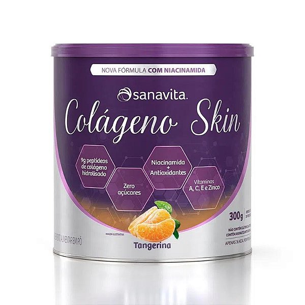 Suplemento Alimentar Em Pó Sanavita Colágeno Skin Sabor Tangerina Lata 300g
